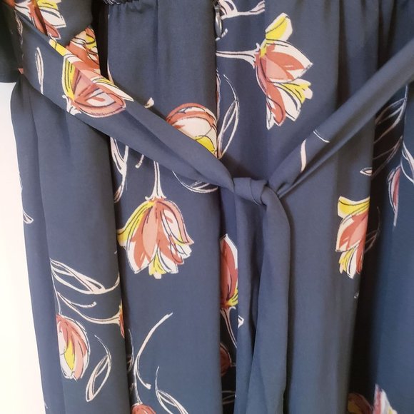 June and Hudson wide leg pant suit size 1X cropped floral hunter green pink - Picture 15 of 15